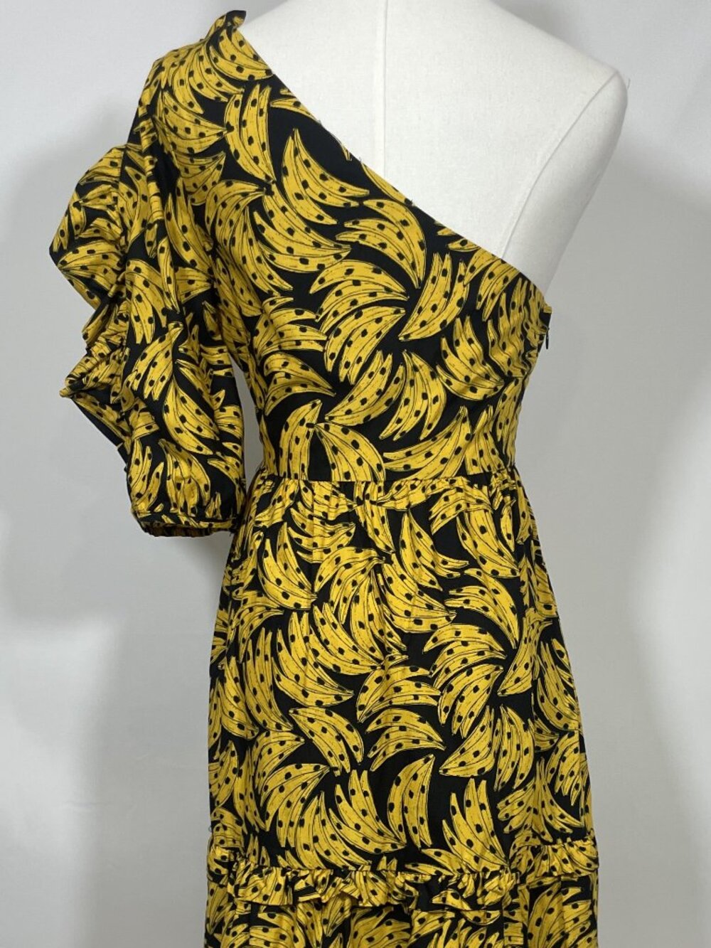 Farm Rio Spotted Black and Yellow Polkadot Bananas Maxi Dress Size M - Picture 3 of 4